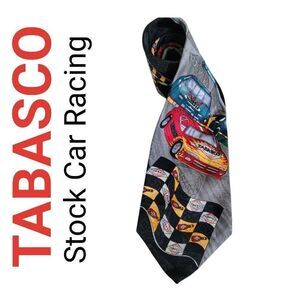 Race Car Tabasco Checkered Flag Vintage Silk Tie